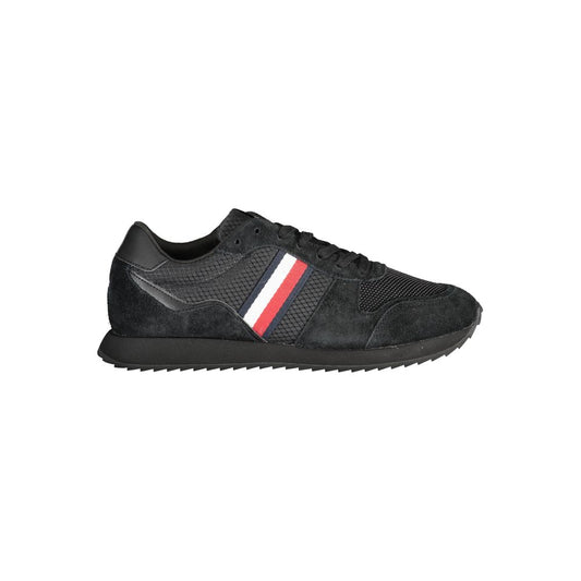 Tommy Hilfiger Black Leather Men's Sneakers