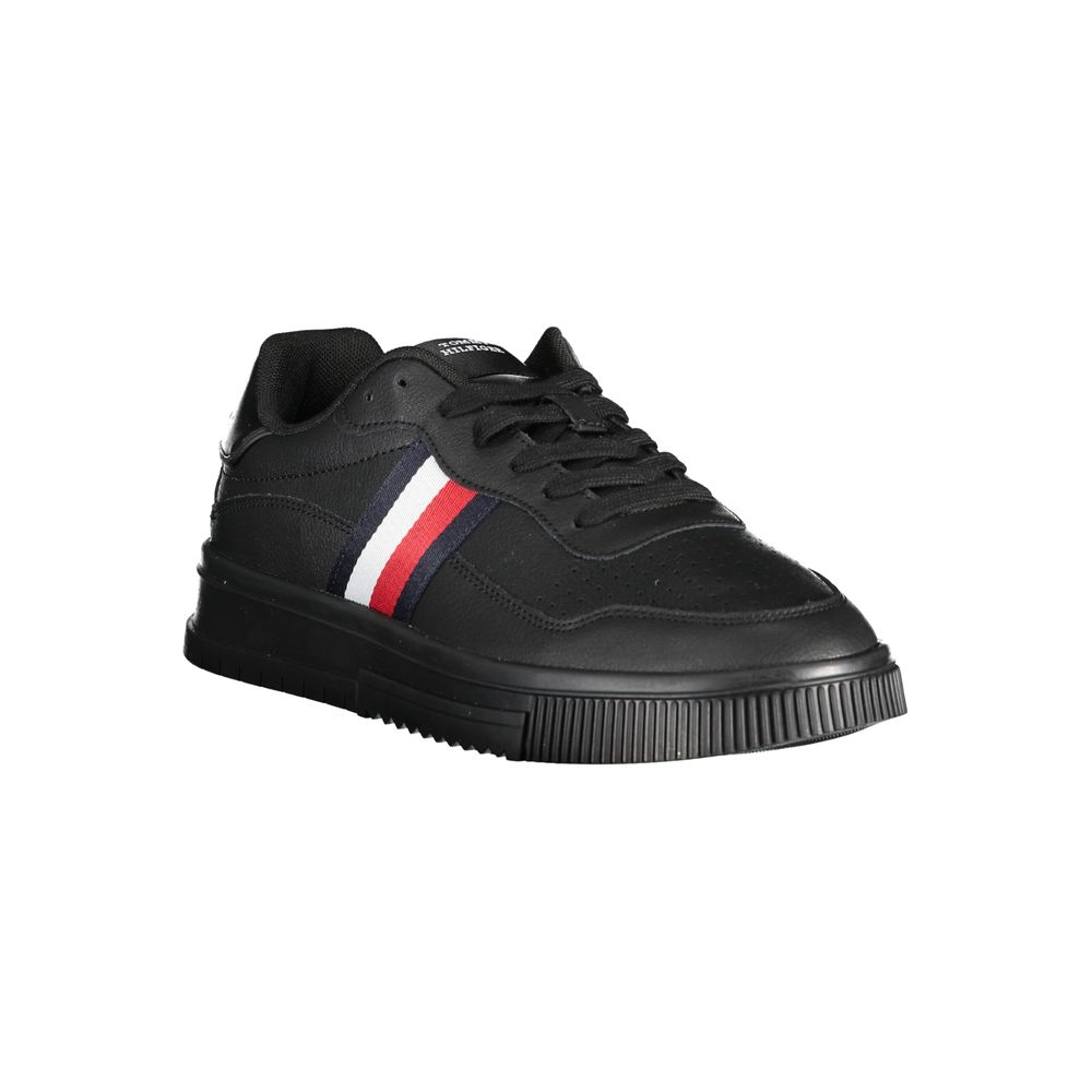 Tommy Hilfiger Black Leather Men's Sneakers