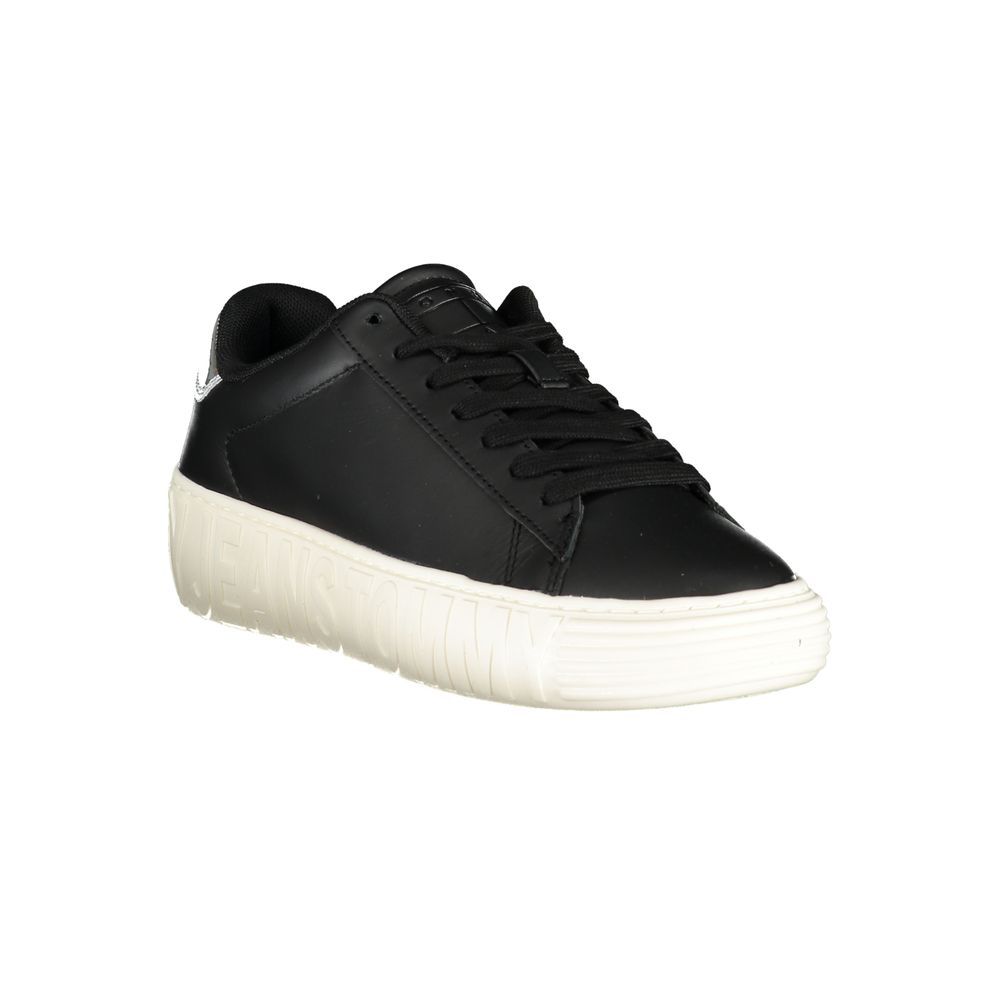 Tommy Hilfiger Black Leather Women's Sneakers