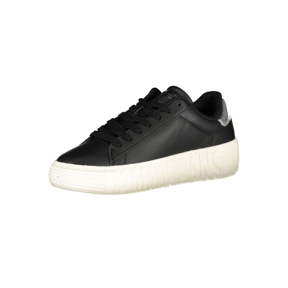 Tommy Hilfiger Black Leather Women's Sneakers