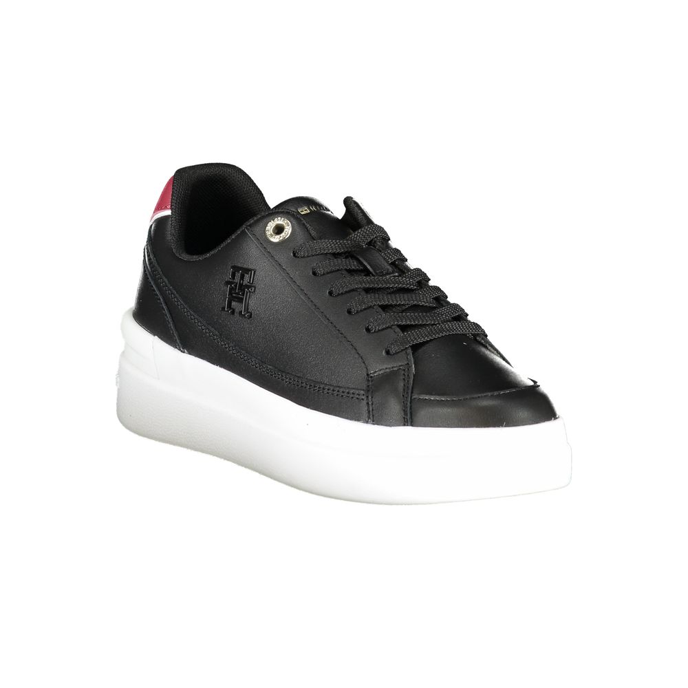 Tommy Hilfiger Black Leather Women's Sneakers