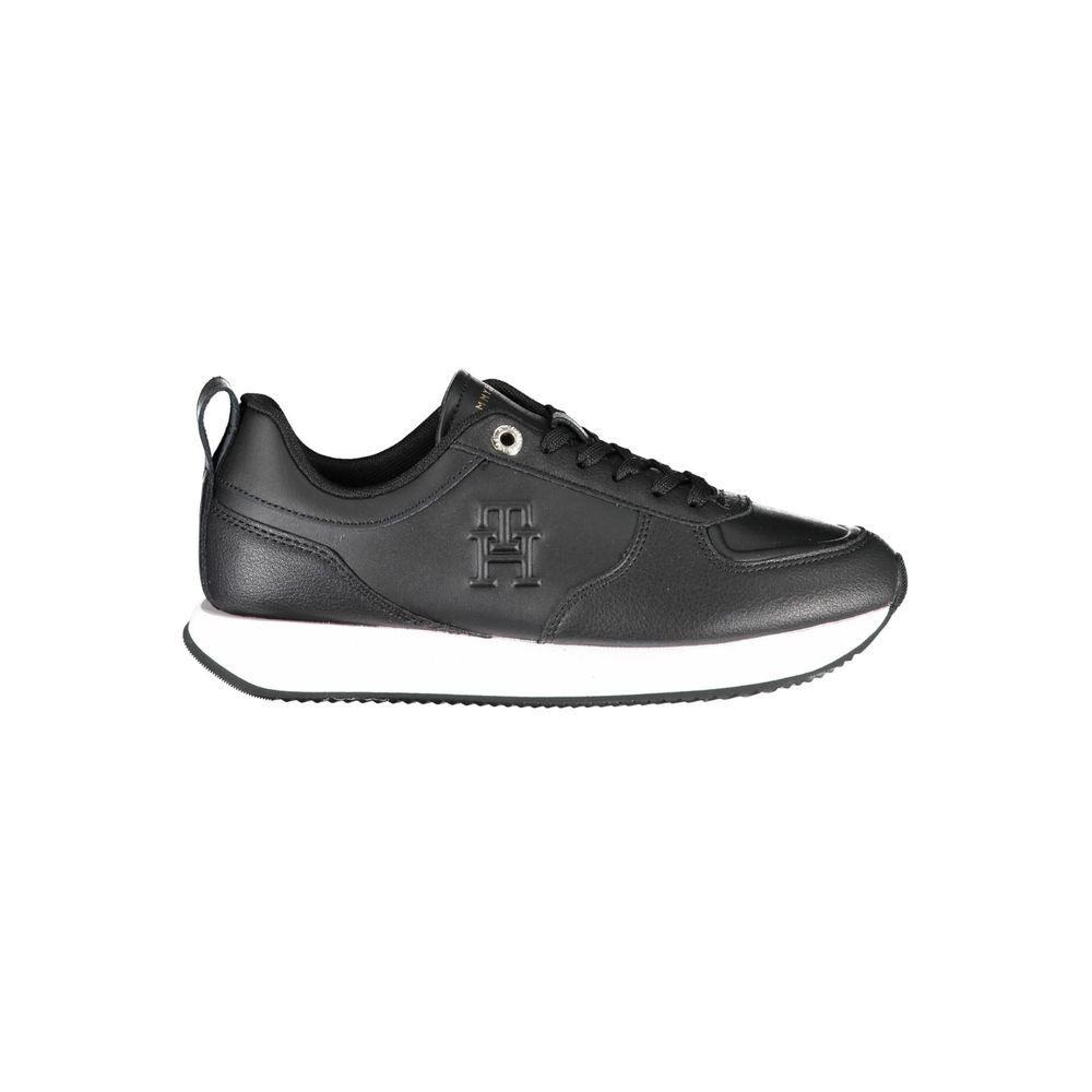 Tommy Hilfiger Black Leather Women's Sneakers