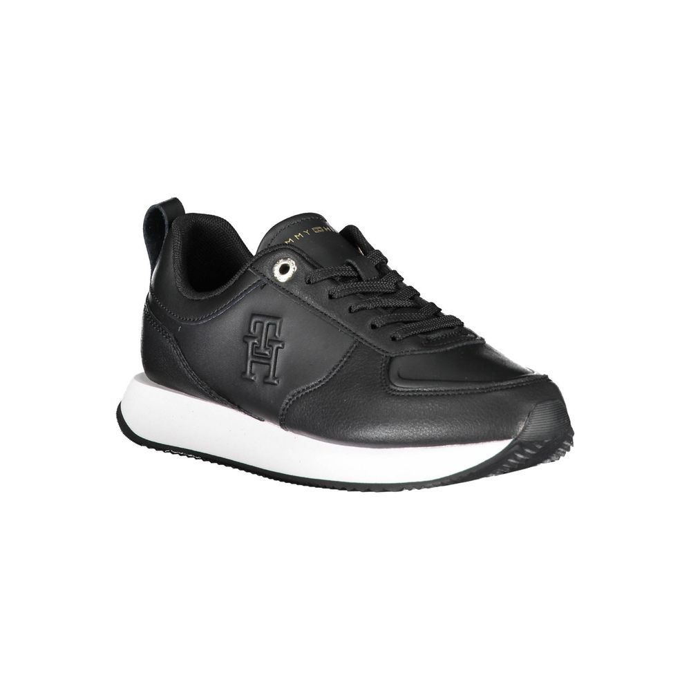 Tommy Hilfiger Black Leather Women's Sneakers