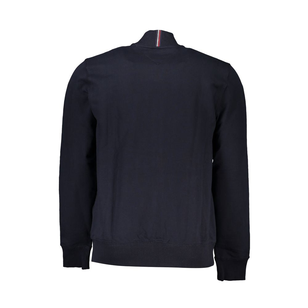 Tommy Hilfiger Schlichtes blaues Sweatshirt mit Reißverschluss und Stickereidetails