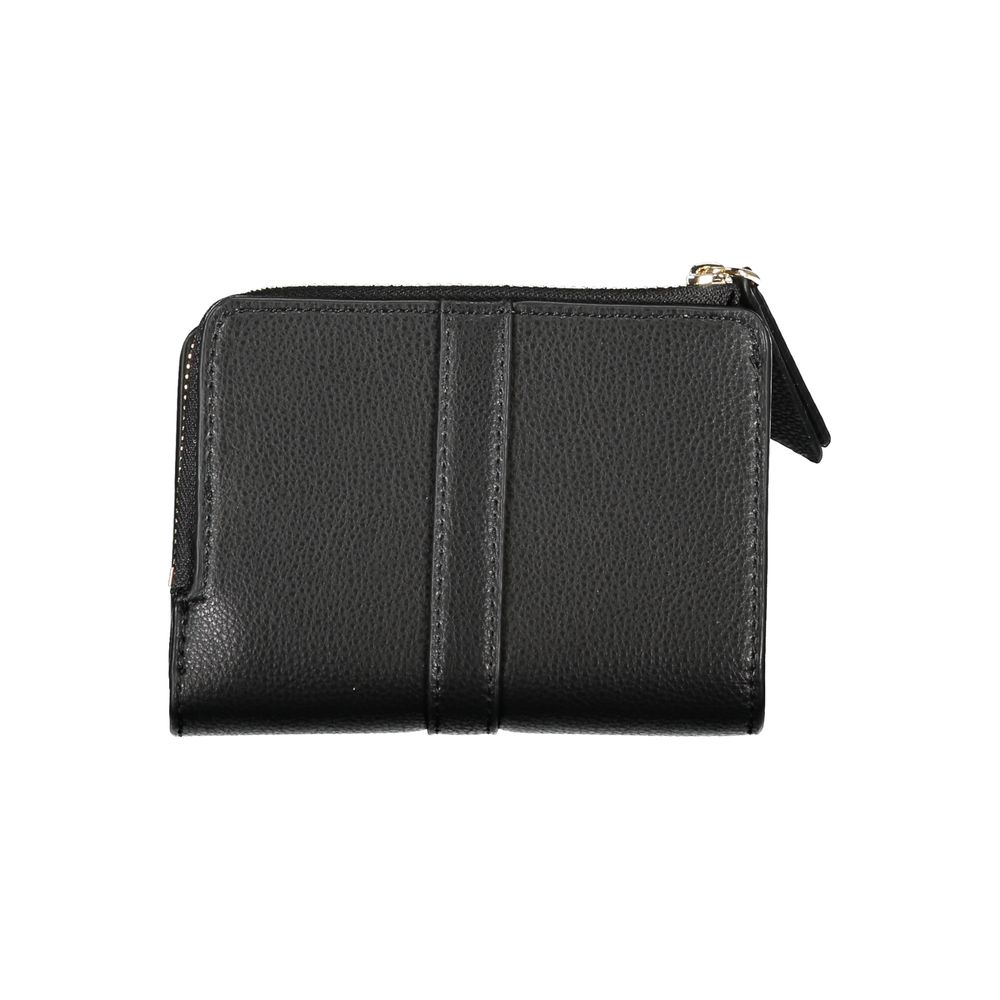 Tommy Hilfiger Elegant black wallet with zipper and coin pocket