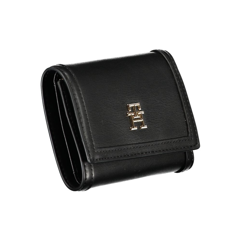 Tommy Hilfiger Elegant black double format wallet with logo