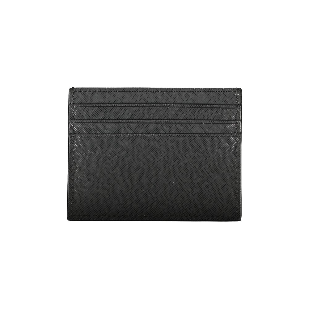 Tommy Hilfiger Elegant black leather card holder with contrasting details