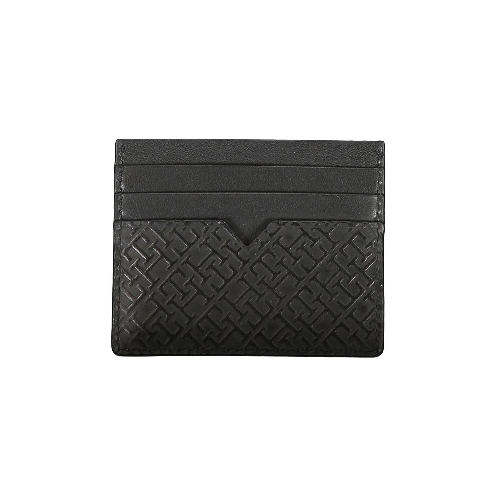 Tommy Hilfiger Elegant card holder made of black leather with contrasting detail