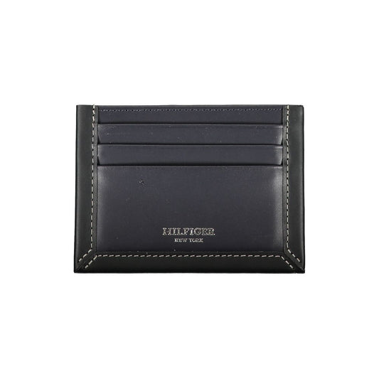 Tommy Hilfiger Elegant blue leather card holder with contrasting detail