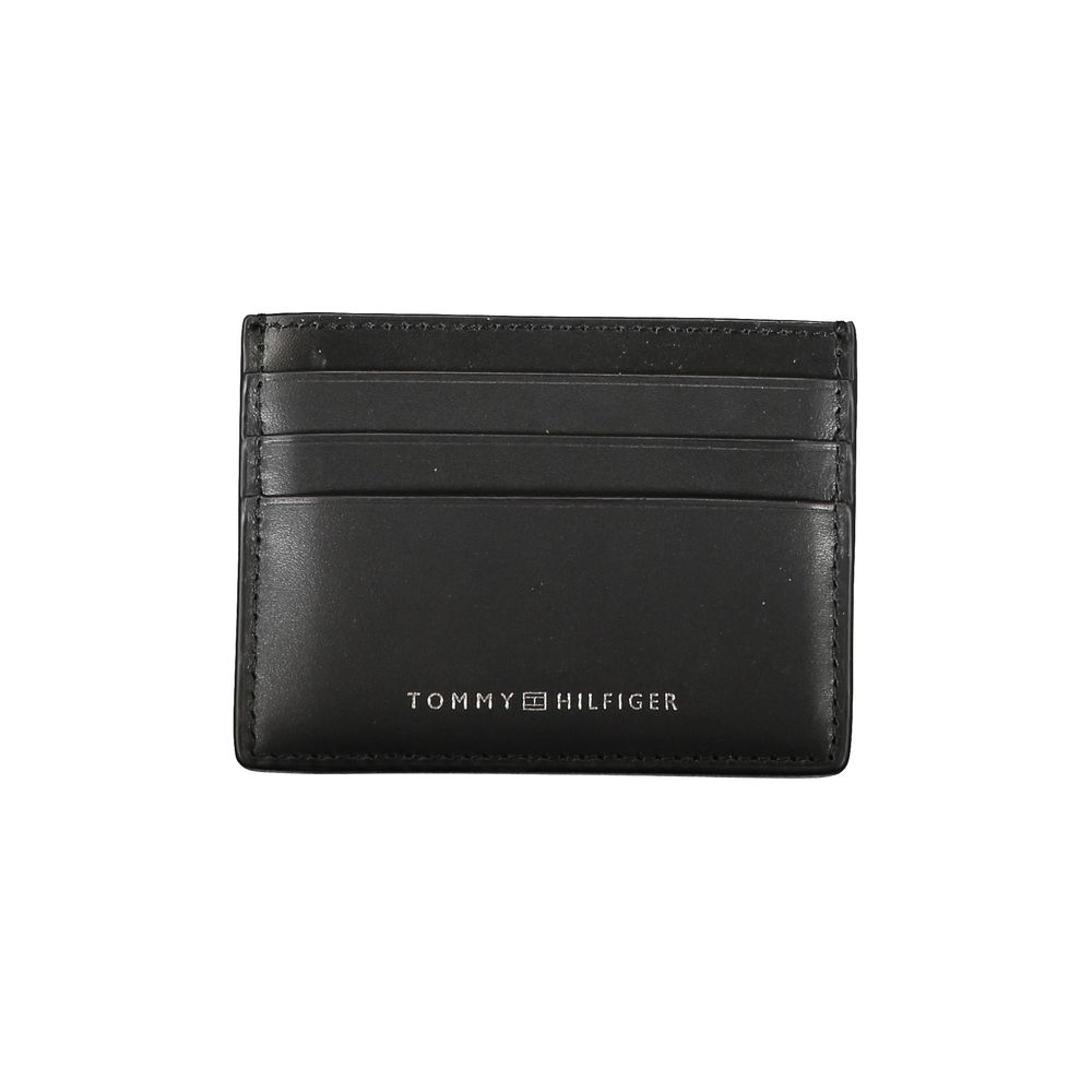 Tommy Hilfiger Chic black leather card holder with contrasting trim