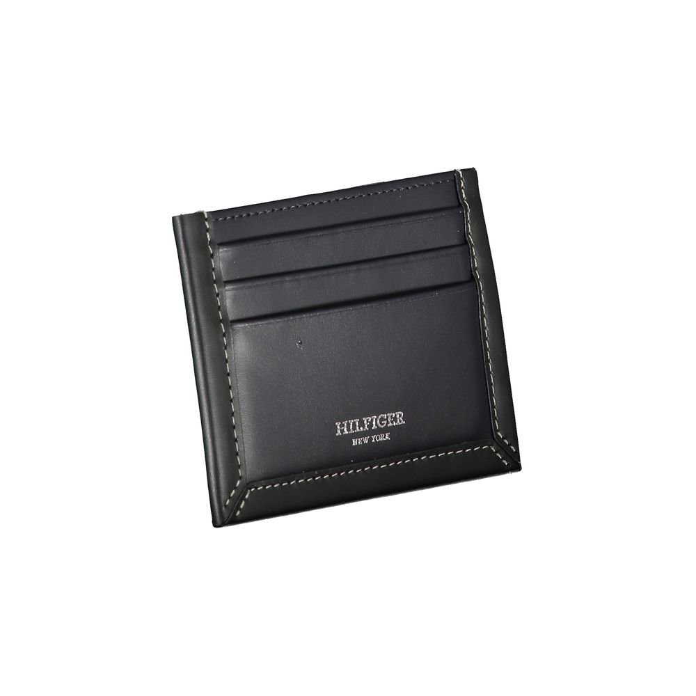 Tommy Hilfiger Elegant blue leather card holder with contrasting detail