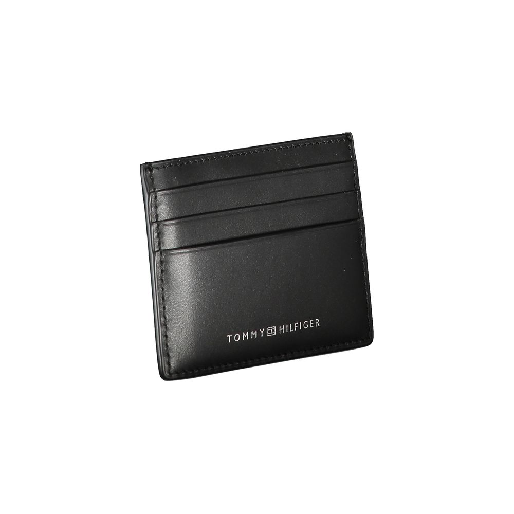 Tommy Hilfiger Chic black leather card holder with contrasting trim