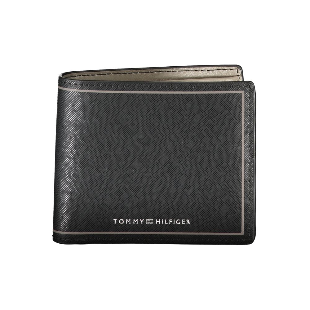 Tommy Hilfiger Elegant wallet made of black leather with two compartments