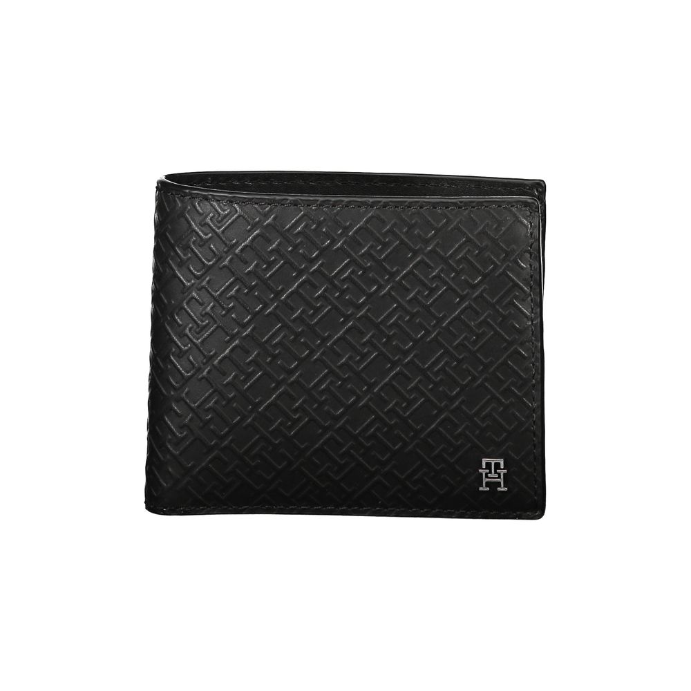 Tommy Hilfiger Elegant wallet made of black leather with multiple compartments