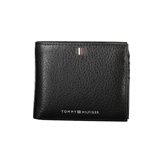 Tommy Hilfiger Elegant wallet made of black leather with plenty of storage space