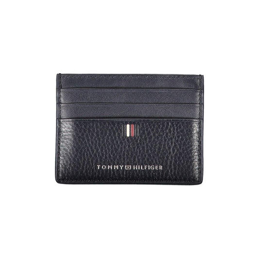 Tommy Hilfiger Elegant blue leather card holder with contrasting details