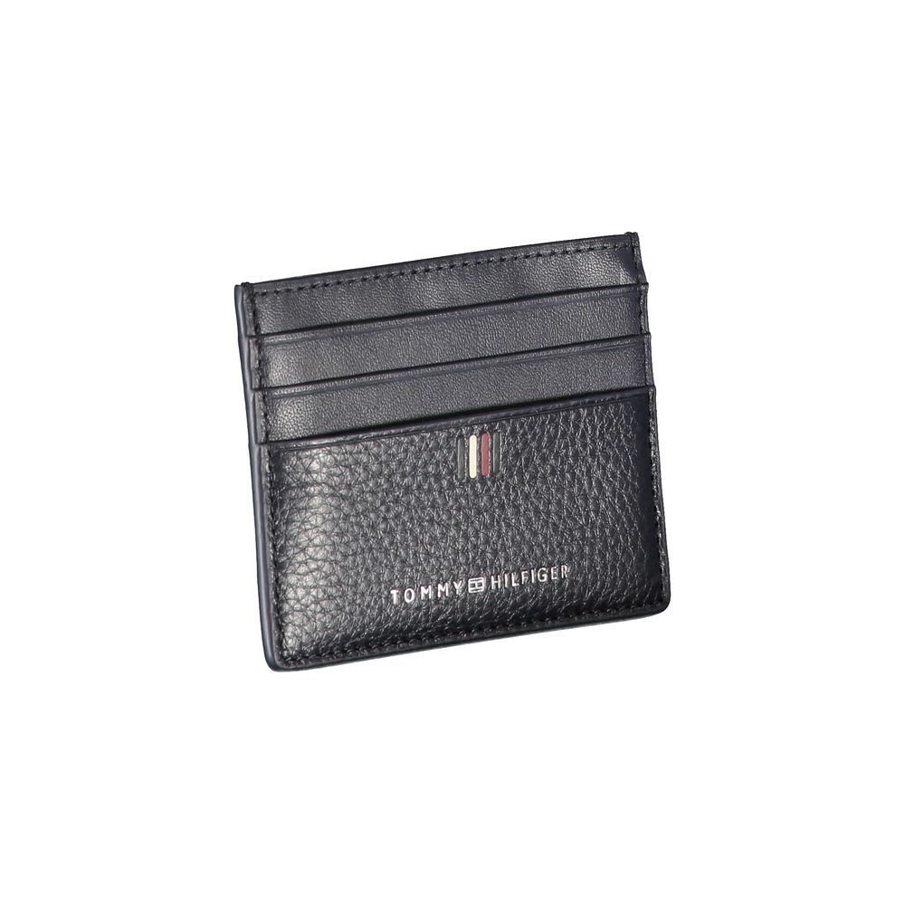 Tommy Hilfiger Elegant blue leather card holder with contrasting details