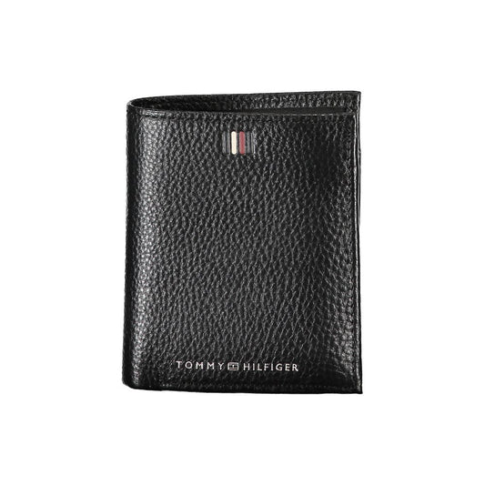 Tommy Hilfiger Elegant black leather wallet with double fold