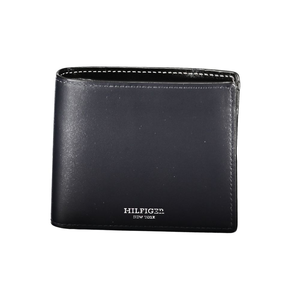 Tommy Hilfiger Elegant blue leather wallet with double fold