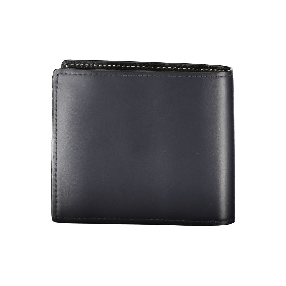 Tommy Hilfiger Elegant blue leather wallet with double fold