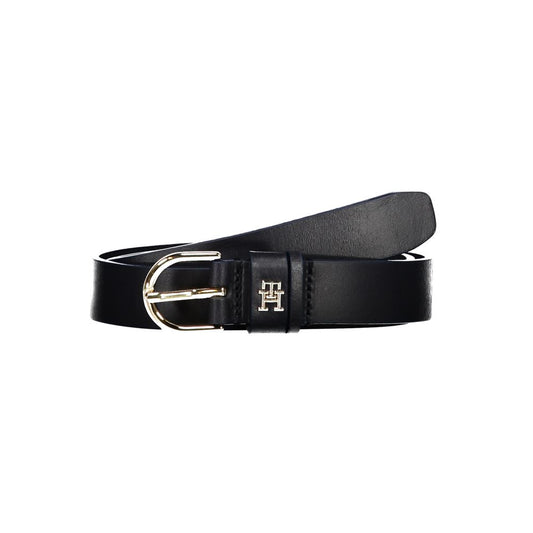 Tommy Hilfiger Elegant blue leather belt with metal buckle