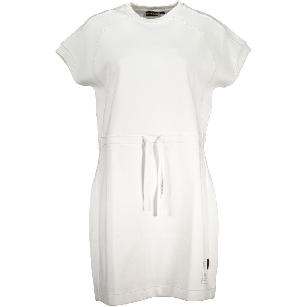 Napapijri Chic white sporty dress with round neck and logo