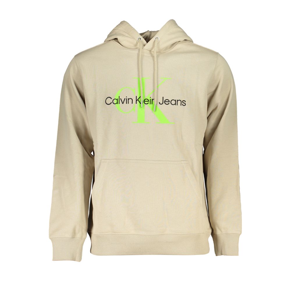 Calvin Klein beige cotton hooded sweatshirt