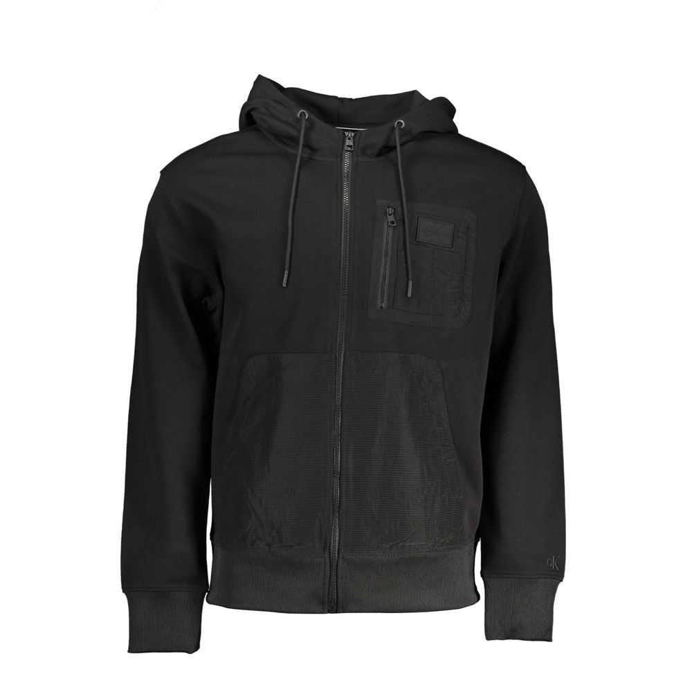 Calvin Klein Plain Hooded Zip Up Sweatshirt with Contrasting Details