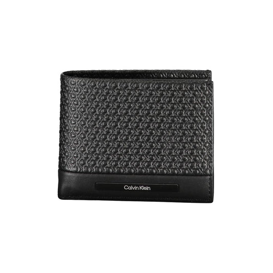 Calvin Klein Elegant wallet made of black leather with contrasting details