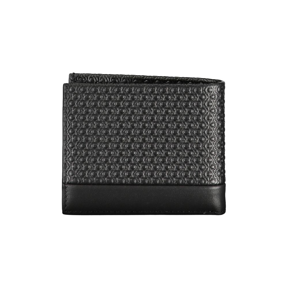 Calvin Klein Elegant wallet made of black leather with contrasting details