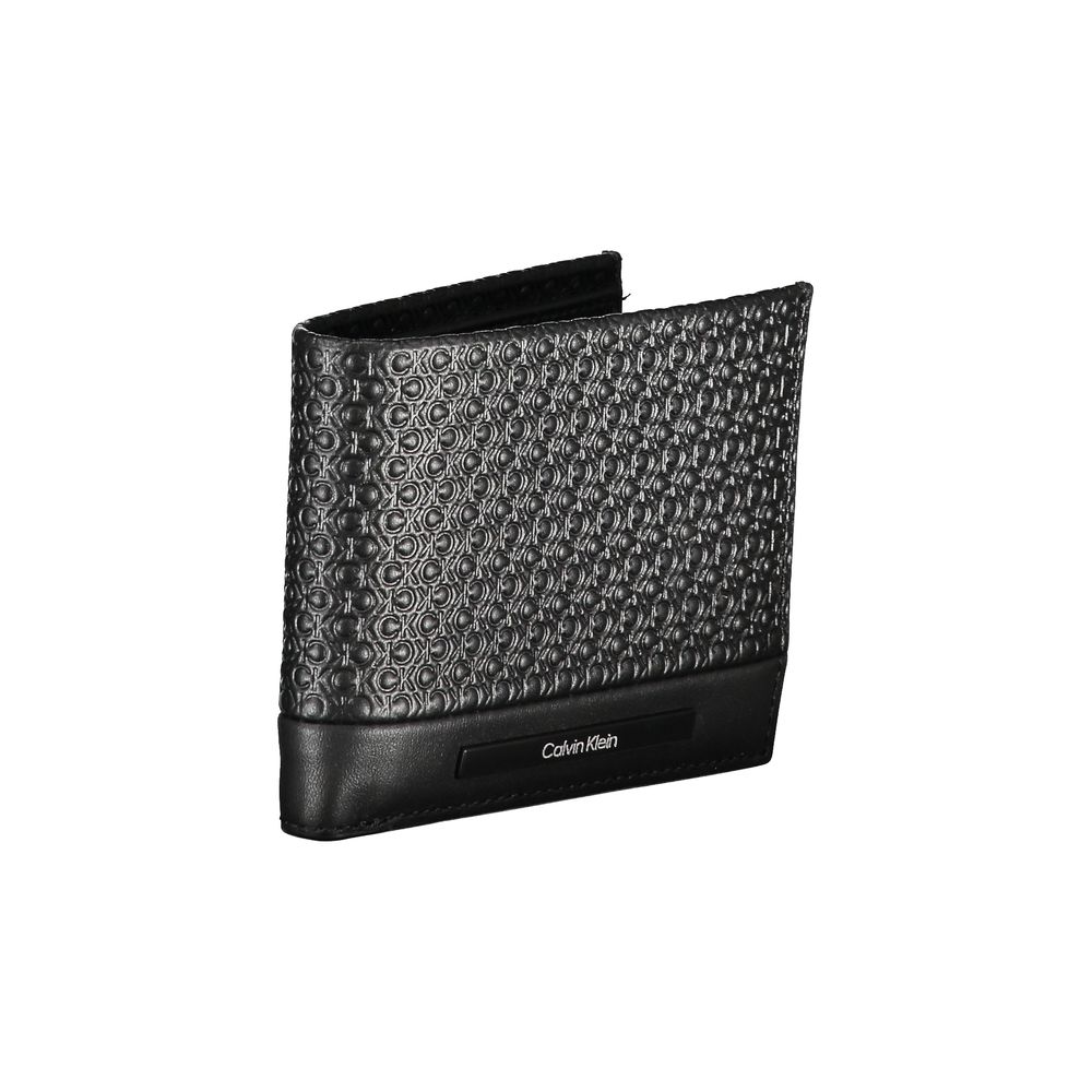 Calvin Klein Elegant wallet made of black leather with contrasting details