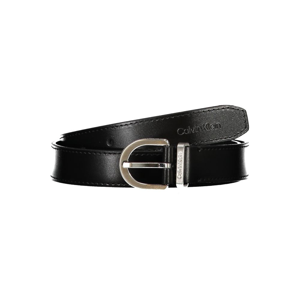 Calvin Klein Smooth black leather belt with metal buckle