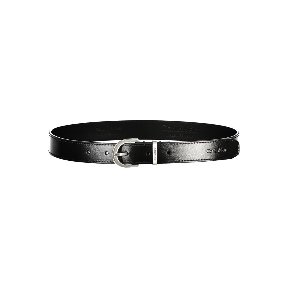 Calvin Klein Smooth black leather belt with metal buckle