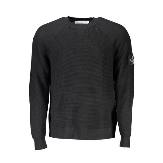 Calvin Klein Elegant Black Wool Sweater - Long Sleeve with Round Neck