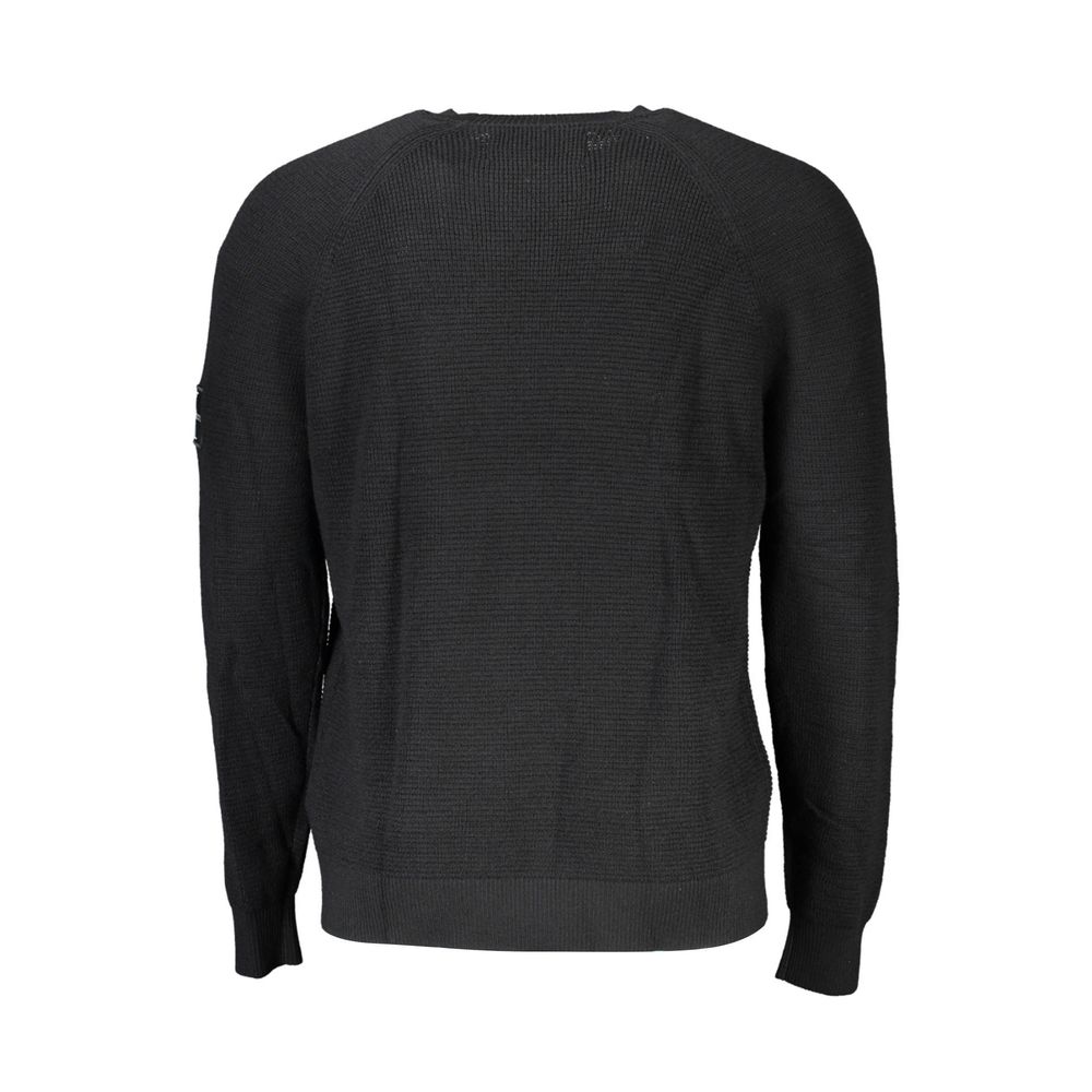 Calvin Klein Elegant Black Wool Sweater - Long Sleeve with Round Neck