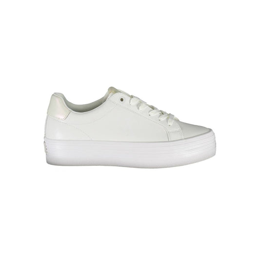 Calvin Klein Simple white lace-up sneakers with contrasting detail