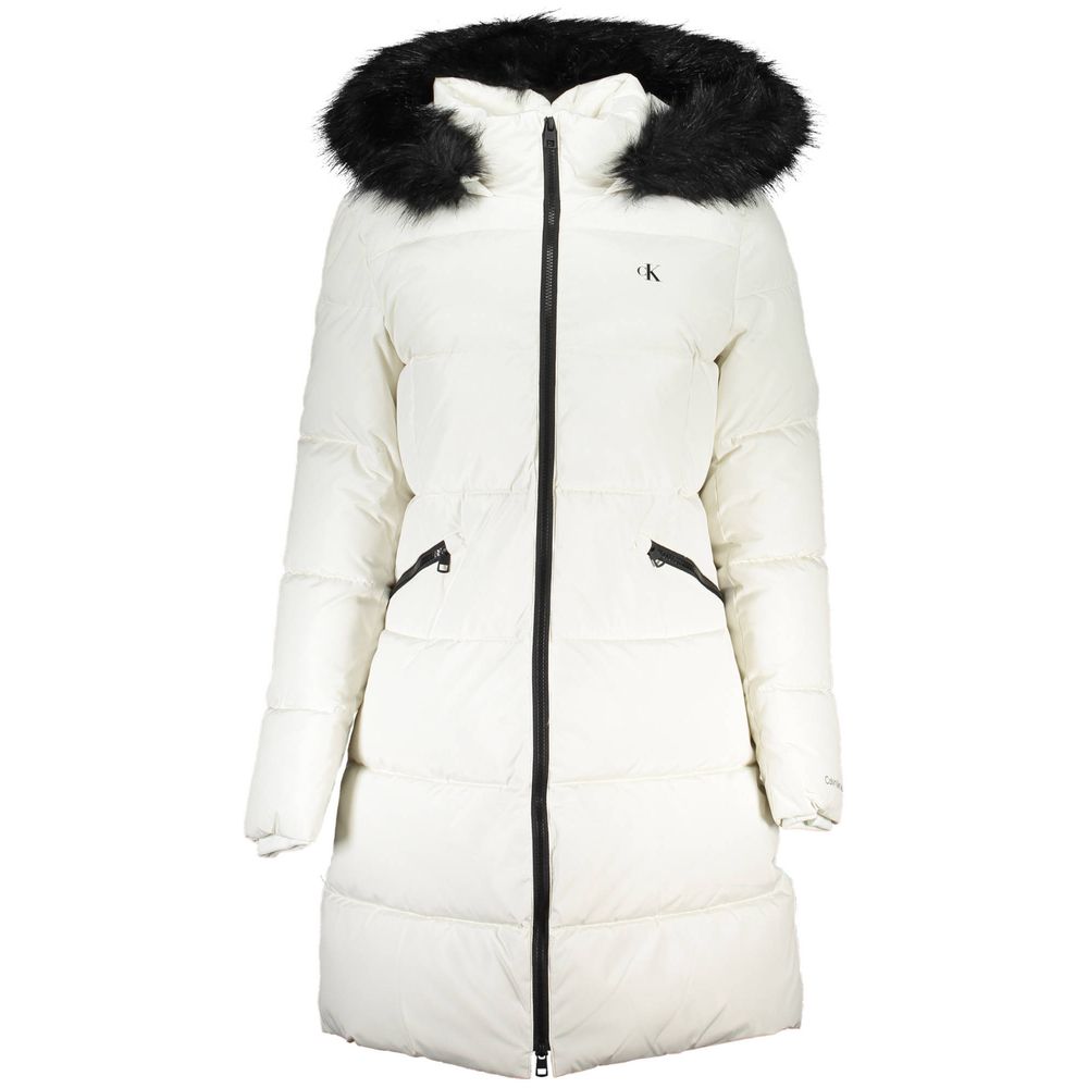 Calvin Klein Elegant long-sleeved jacket with fur-trimmed hood