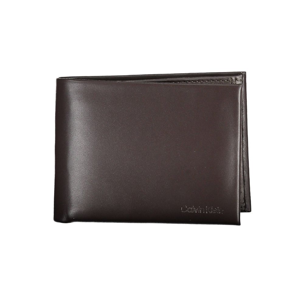 Calvin Klein Elegant brown leather wallet with two compartments