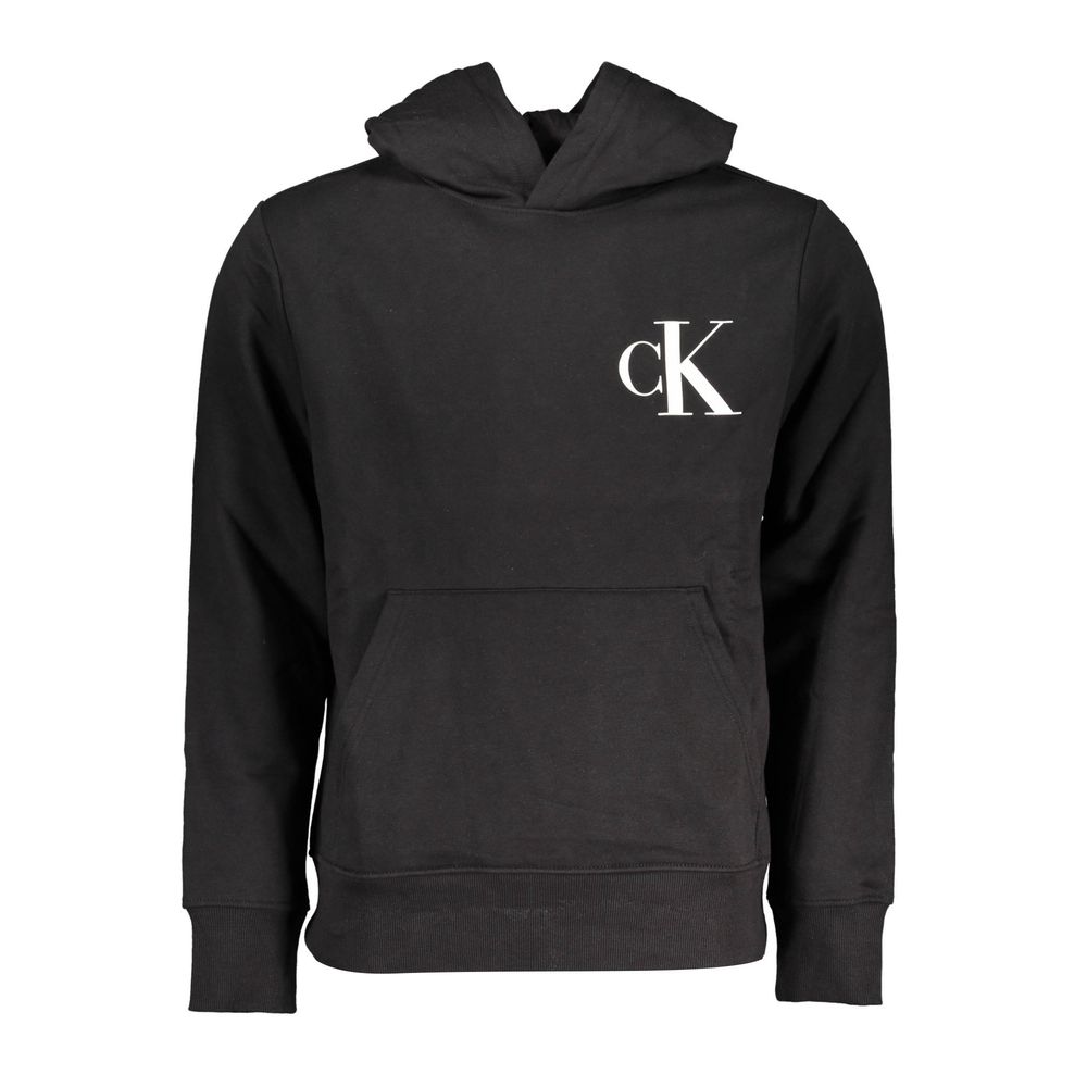 Calvin Klein Smooth Black Hooded Sweatshirt with Fleece Lining