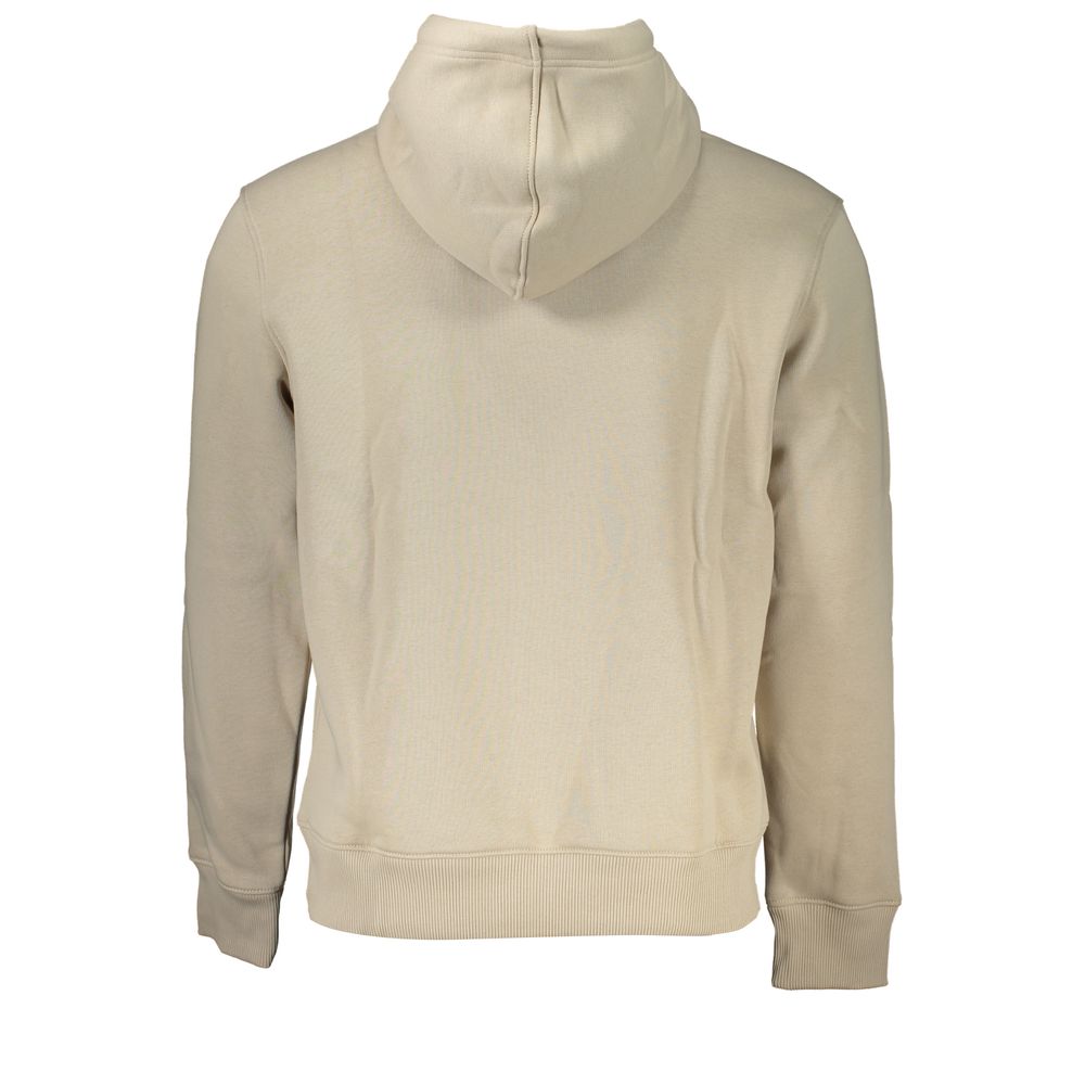 Calvin Klein beige fleece hooded sweatshirt with logo embroidery