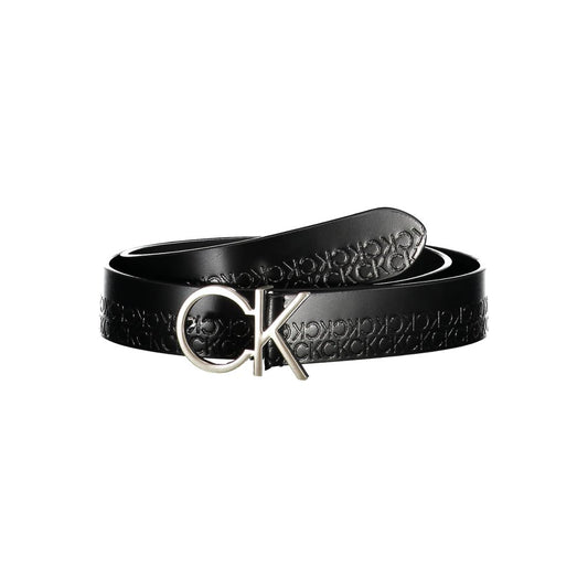 Calvin Klein Elegant black leather belt with metal buckle