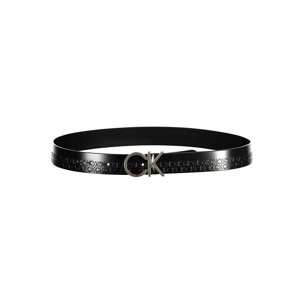 Calvin Klein Elegant black leather belt with metal buckle