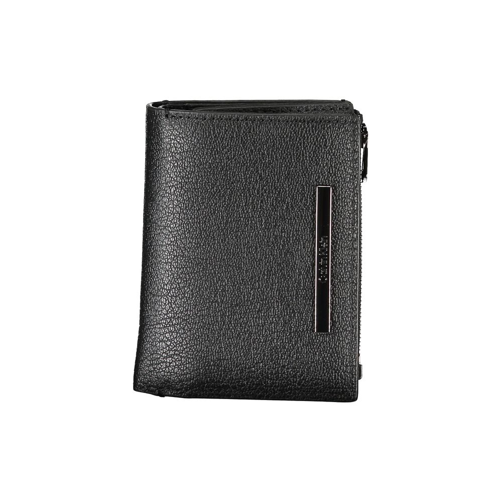 Calvin Klein Elegant black leather wallet with coin pocket