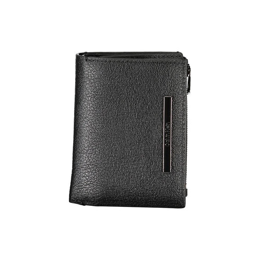 Calvin Klein Elegant black leather wallet with coin pocket