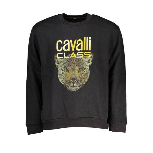 Cavalli Class Chic fleece sweatshirt with round neck in black