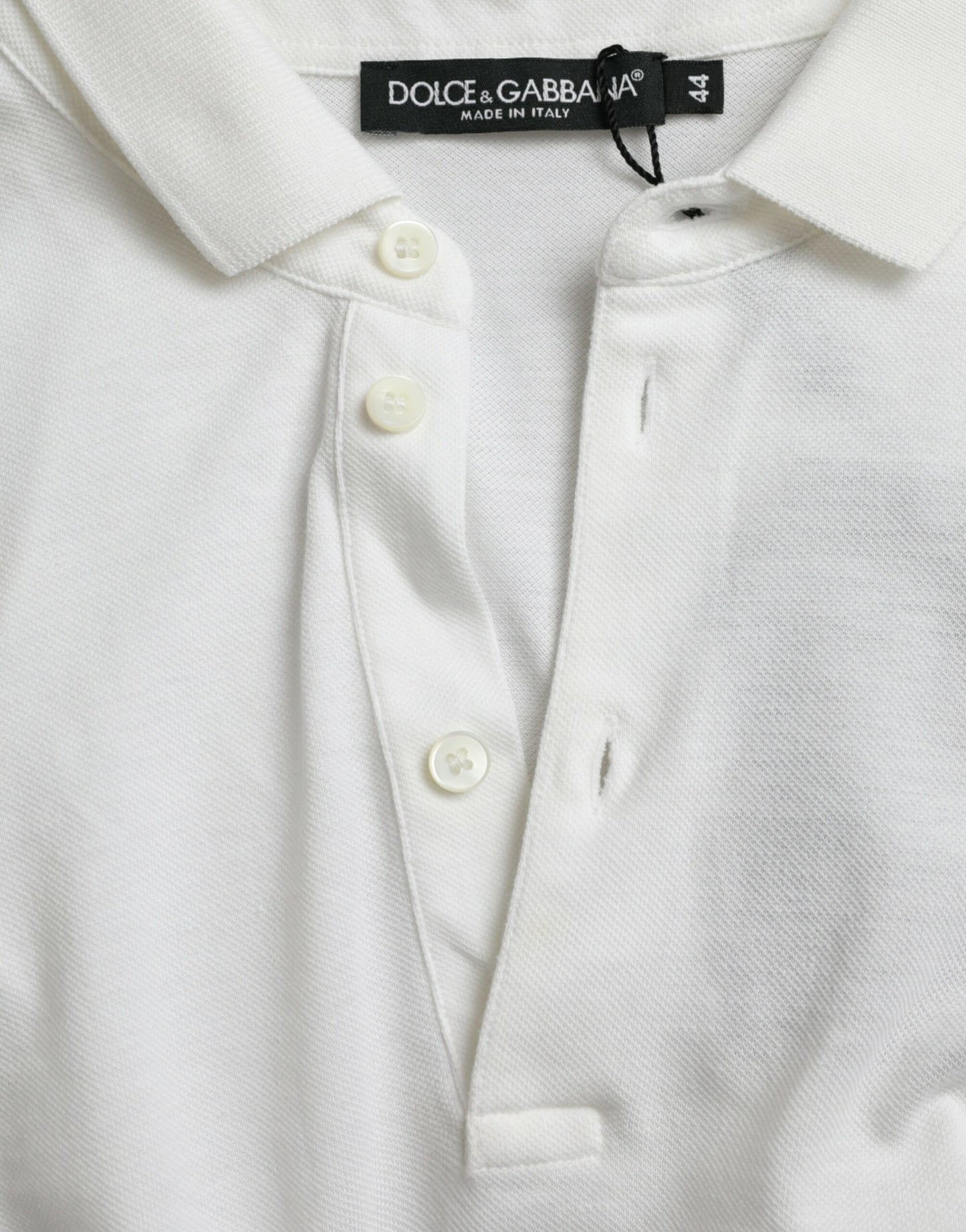 Dolce &amp; Gabbana White Cotton Polo with Crown Embroidery