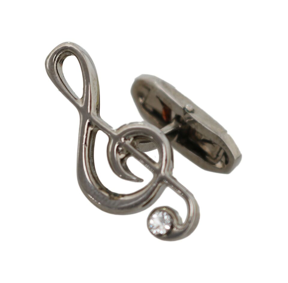 Dolce &amp; Gabbana Elegant Cufflinks Silver Treble Clef