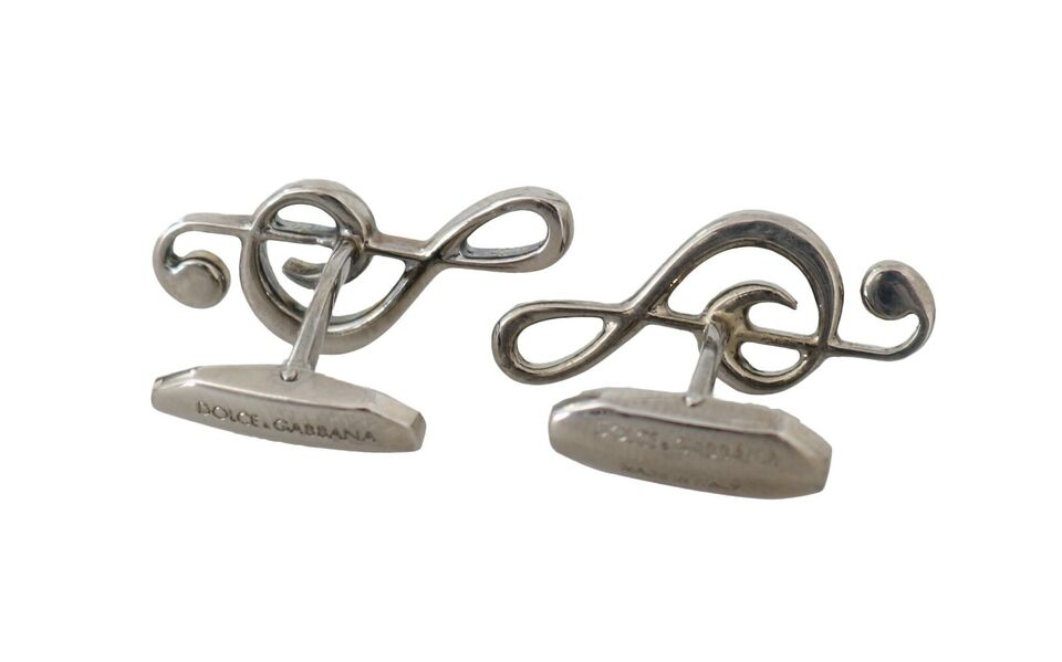 Dolce &amp; Gabbana Elegant Cufflinks Silver Treble Clef