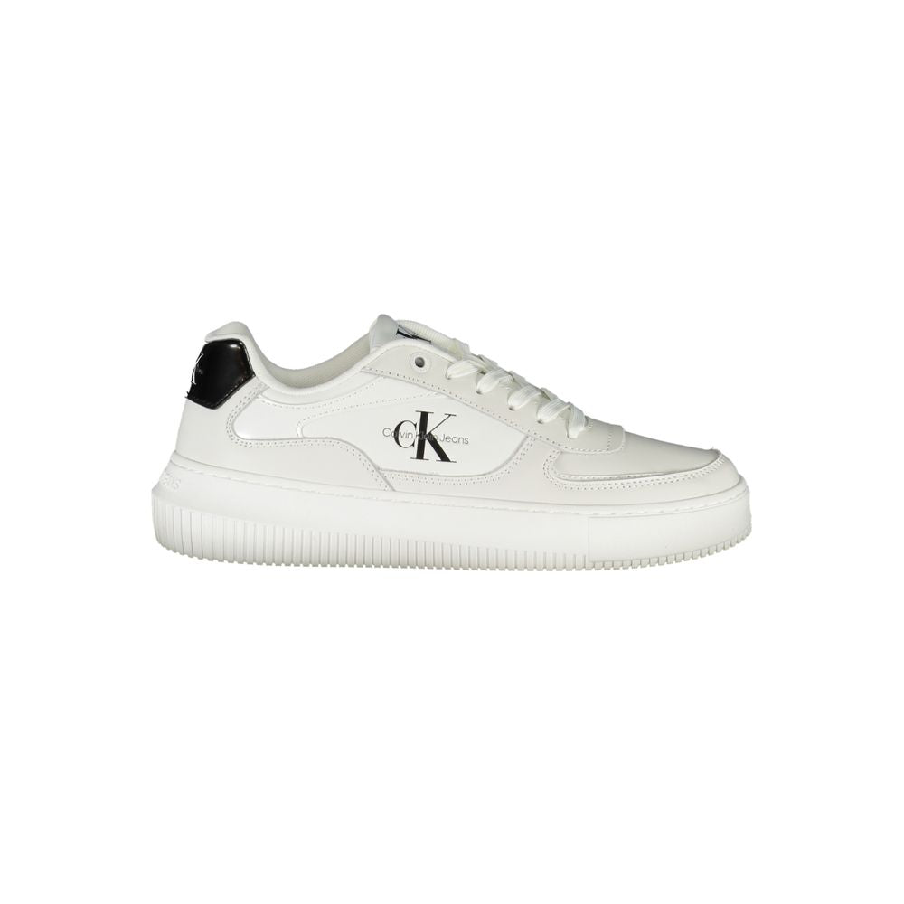 Calvin Klein Simple white lace-up sneakers with contrasting details