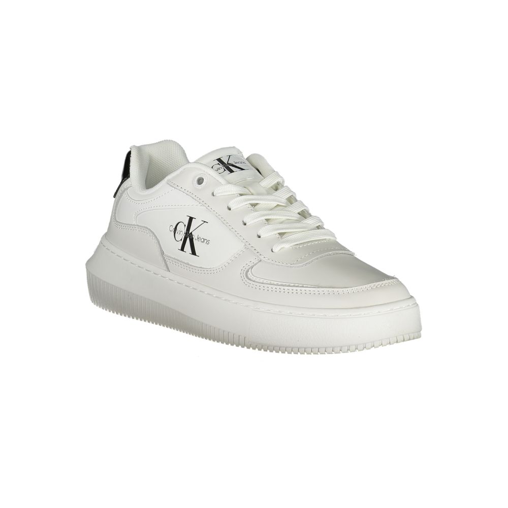 Calvin Klein Simple white lace-up sneakers with contrasting details